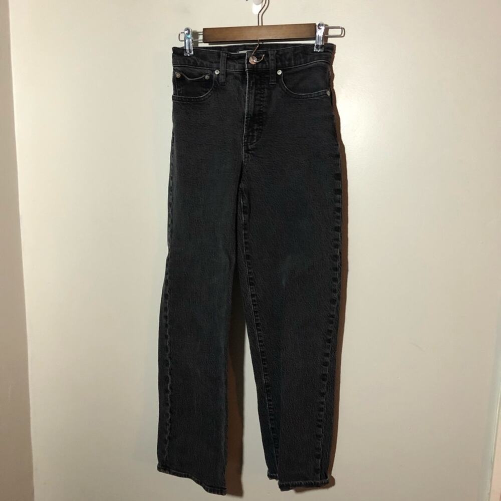Madewell perfect vintage wide leg black stone wash womens jeans sz 24